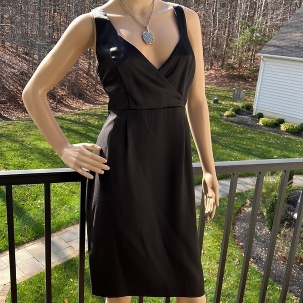Andrea Polizzi for Rex Lester Vintage black satiny sleeveless cocktail dress